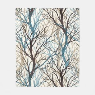 Couverture Polaire branches turquoises brunes Abstraites