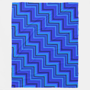 Couverture Polaire Brayures bleues escaliers motif