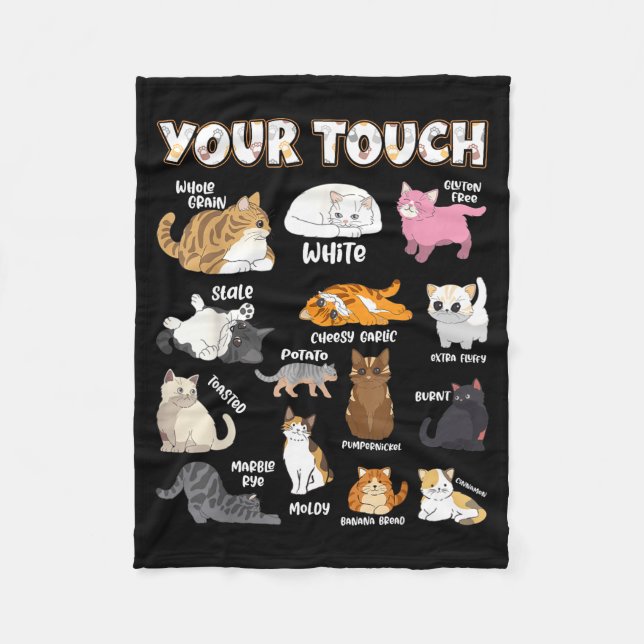 Couverture Polaire Bread Cats Variety Punny Cartoon Kitty Design  (Devant)