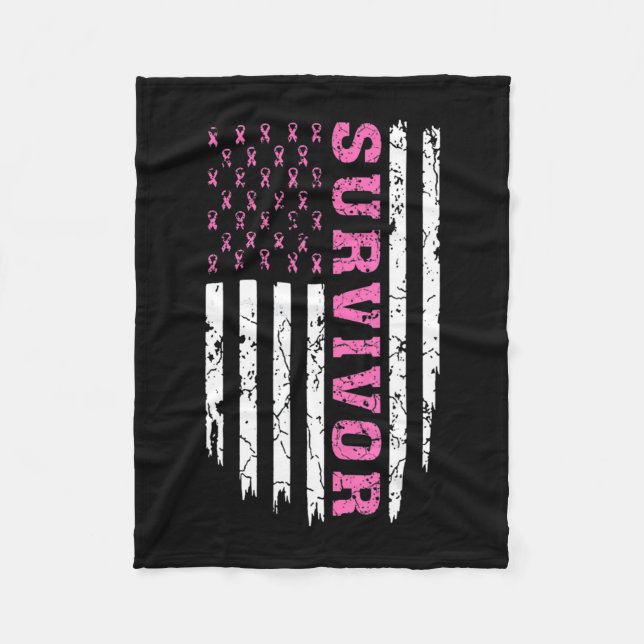 Couverture Polaire Breast Cancer Awareness Pink Ribbon Survivor Ameri (Devant)