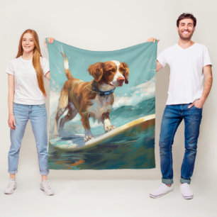 Couverture Polaire Bretagne Spaniel Beach Surf Peinture