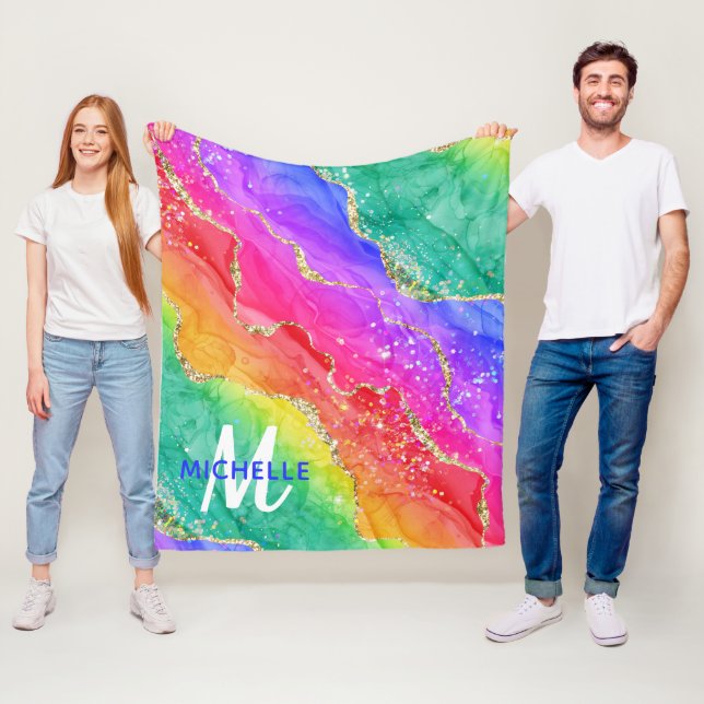 Couverture Polaire Bright Rainbow & Gold Faux Parties scintillant Aga (En situation)