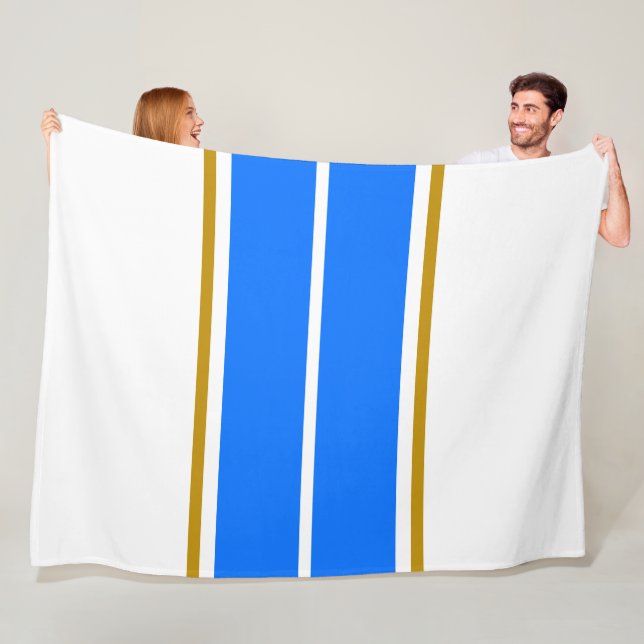 Couverture Polaire Bright Twin Nautical Blue Racing Stripes Sur Blanc (En situation)
