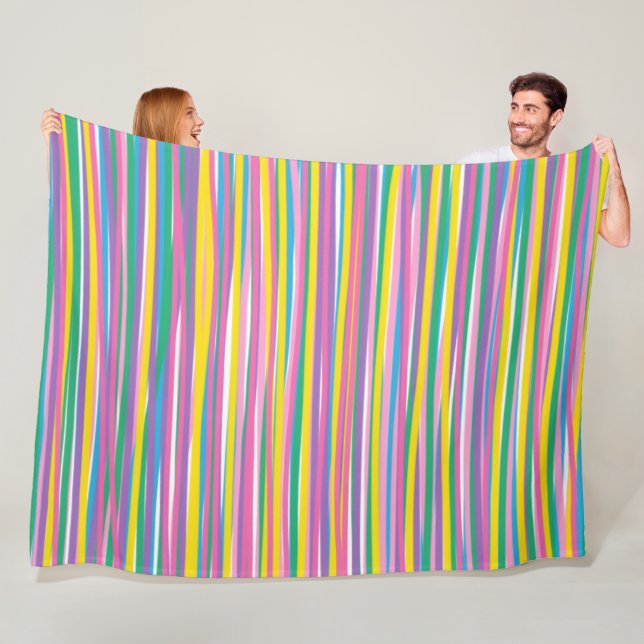 Couverture Polaire Bright Vertical Summer Stripes (En situation)