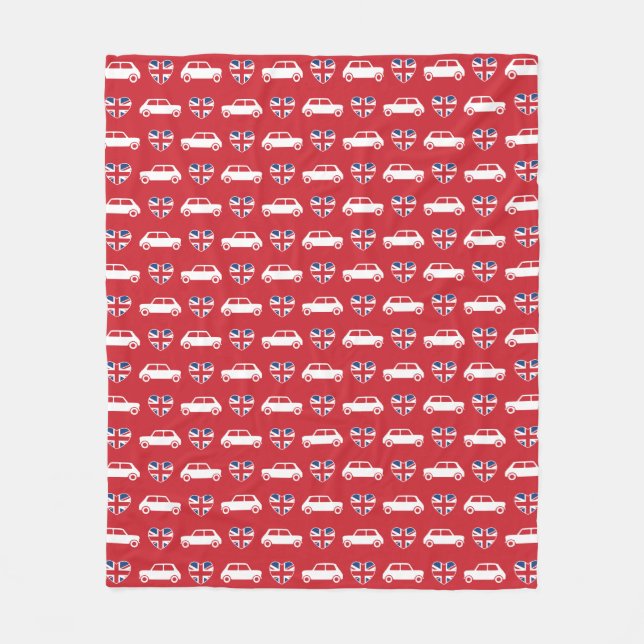 Couverture Polaire British Mini Cooper Hearts - Rouge (Devant)