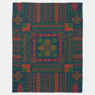 Couverture Polaire Broderie palestinienne Tatreez rouge vert 5 Motif