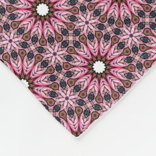 Couverture Polaire Broderie Plume Rose Bohème