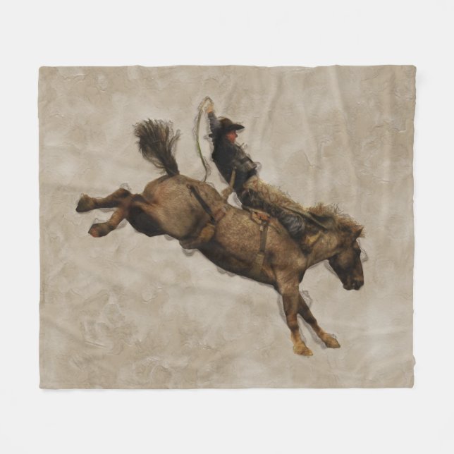 Couverture Polaire Bronco Rodeo Cowboy (Devant (Horizontal))
