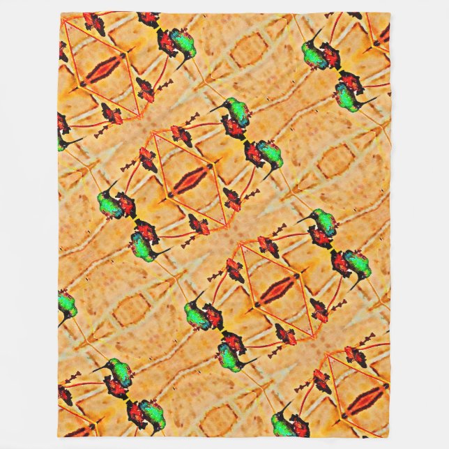Couverture Polaire Bronze, rouge or et pourpre colibri (Devant)