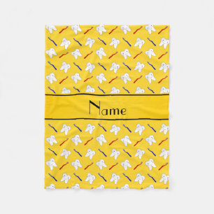 Couverture Polaire Brosses de jaune et motif nommés personnalisés d