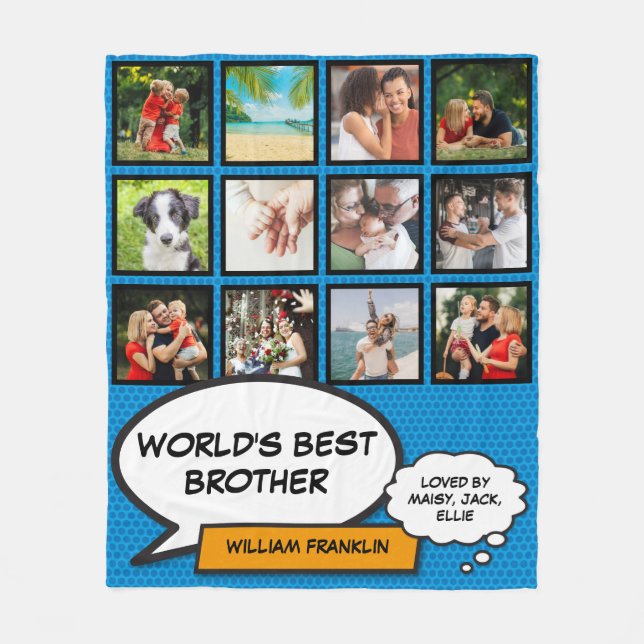 Couverture Polaire Brother Photo Collage Cool moderne amusant Comic B (Devant)