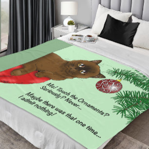 Couverture Polaire Brown Christmas Ornament Cat