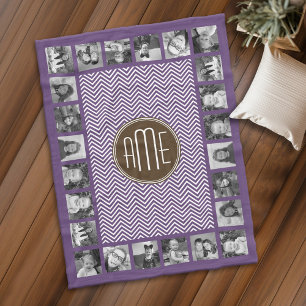 Couverture Polaire Brown et violet Chevron Motif Monogramme personnal
