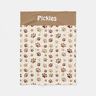 Couverture Polaire Brown n’Tan Chig Paws Blanche en polaire