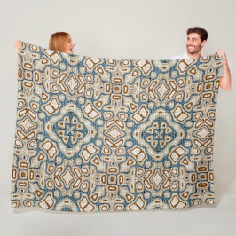 Couverture Polaire Brown Ochre Turquoise Hip Tribe Art