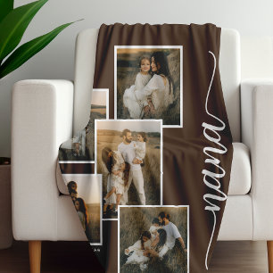 Couverture Polaire Brown Personnalisé Nana Grandkid 5 Photo Collage