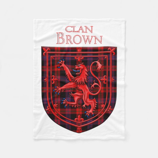Couverture Polaire Brown Tartan Scottish Plaid Lion Rampant (Devant)