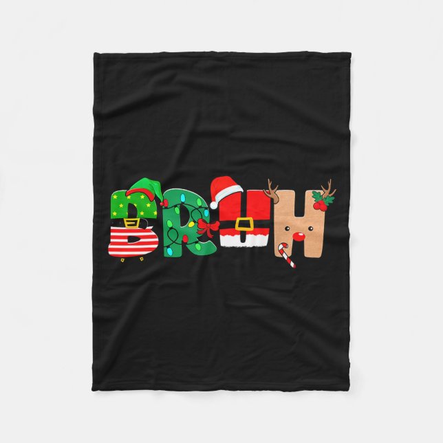 Couverture Polaire Bruh Christmas Tree Xmas Elf Santa Rudolph Pajamas (Devant)