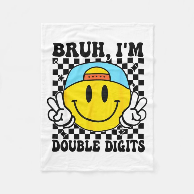 Couverture Polaire Bruh I'm Double Digits 10 Year Old Boy Birthday 10 (Devant)