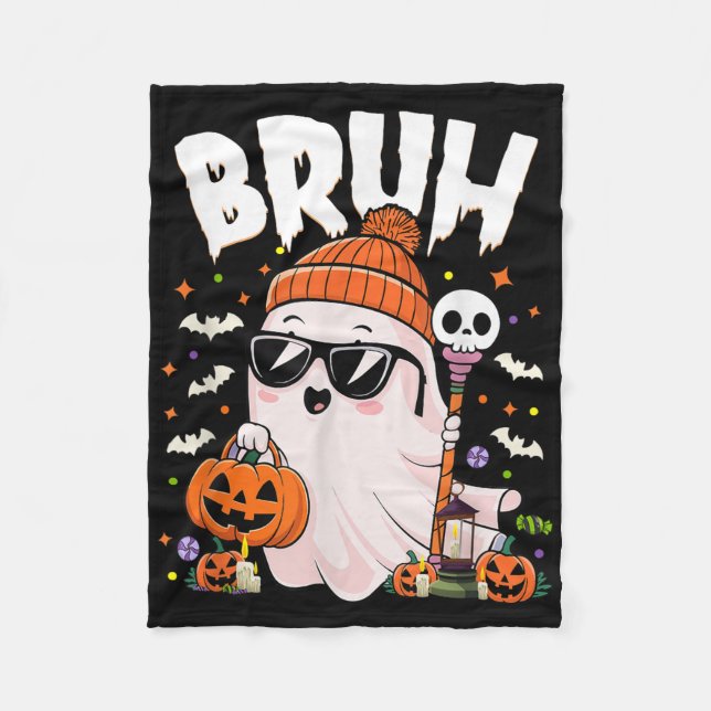 Couverture Polaire Bruh Mignonne Ghost Trick Ou Traiter Costume Hallo (Devant)