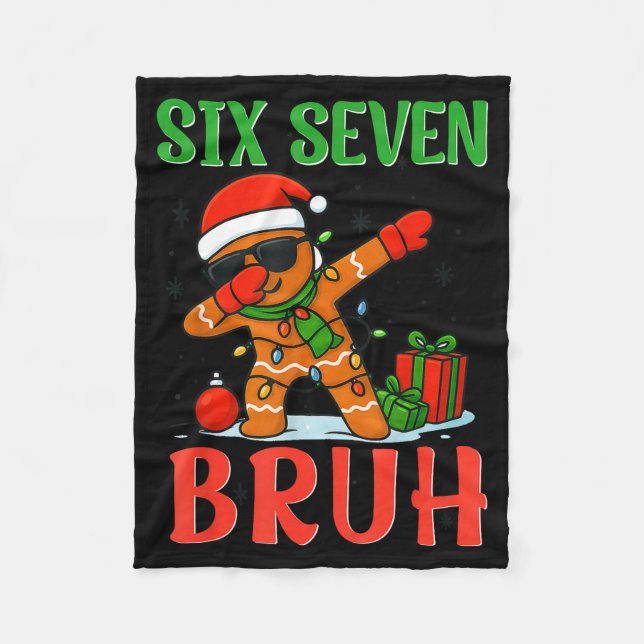 Couverture Polaire Bruh Six Seven Saying Dabbing Gingerbread Funny Ch (Devant)