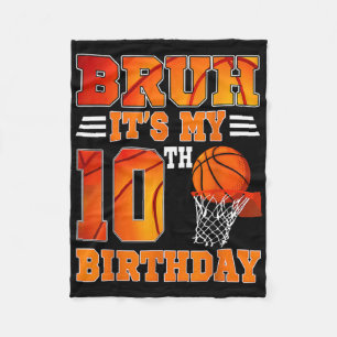 Couverture Polaire Bruh Son 10ème Anniversaire Basketball Thème 10 An