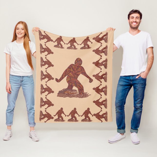 Couverture Polaire Brun de marche de Z Bigfoot Sasquatch et motif (En situation)
