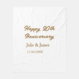 Couverture Polaire Brun doré joyeux 20e anniversaire nom datsimple