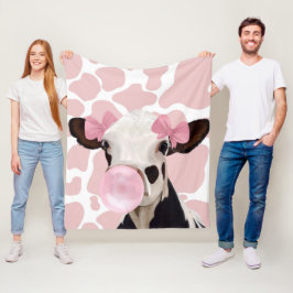 Couverture Polaire Bubblegum rose fille soufflant vache