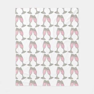 Couverture Polaire Bubbly Pink Champagne Glass Chevaux Mariage Toast