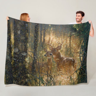 Couverture Polaire Buck N Doe Deer Dans La Haute Herbe