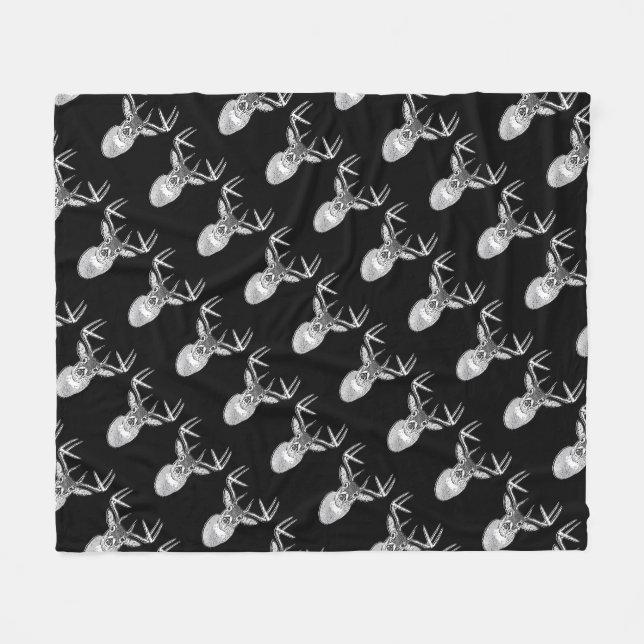 Couverture Polaire Buck on Black White Tail Deer (Devant (Horizontal))