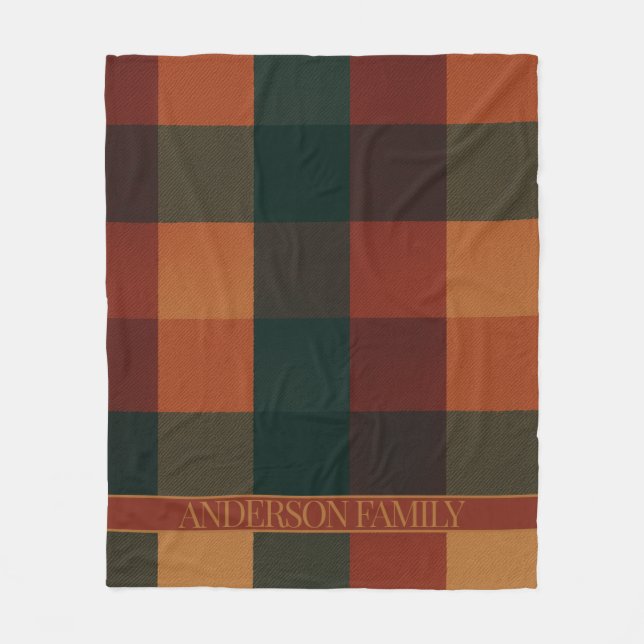 Couverture Polaire Buffalo en terre cuite Brown À damiers Plaid (Devant)
