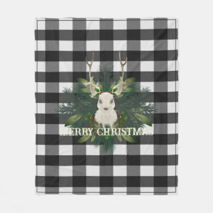 Couverture Polaire Buffalo Plaid Festif Reindeer Noël