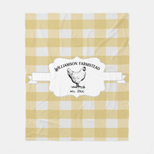 Couverture Polaire Buffle jaune Plaid ferme poulet polaire Blanche