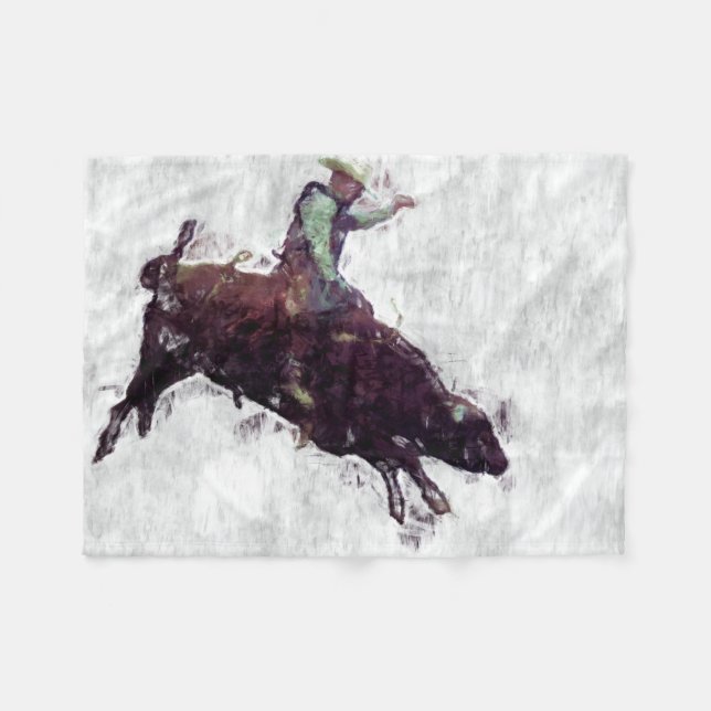 Couverture Polaire Bull Riding Cowboy - Rodeo Event (Devant (Horizontal))