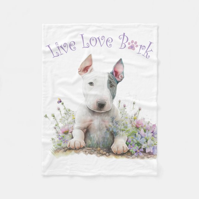 Couverture Polaire Bull Terrier Chien Maman Florale (Devant)