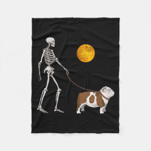 Couverture Polaire Bulldog anglais Chien squelette promenade Hallowee