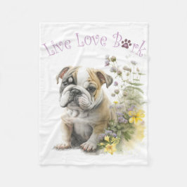Couverture Polaire Bulldog Chien Maman Florale