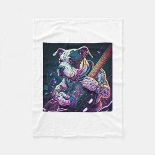 Couverture Polaire Bulldog Jouer Rock Guitare Électrique