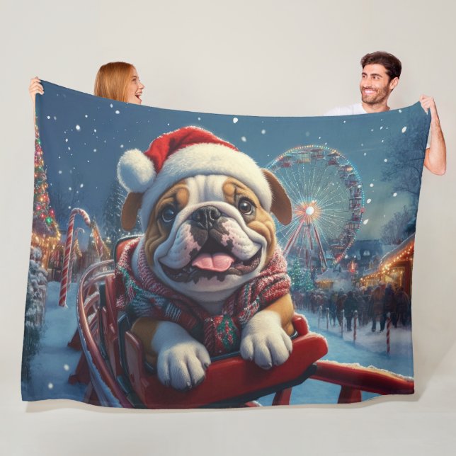 Couverture Polaire Bulldog Roller Dessous de verre Noël (En situation)