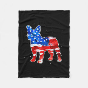 Couverture Polaire Bulldog Tie Dye Drapeau Américain Patriotique 4 Ju