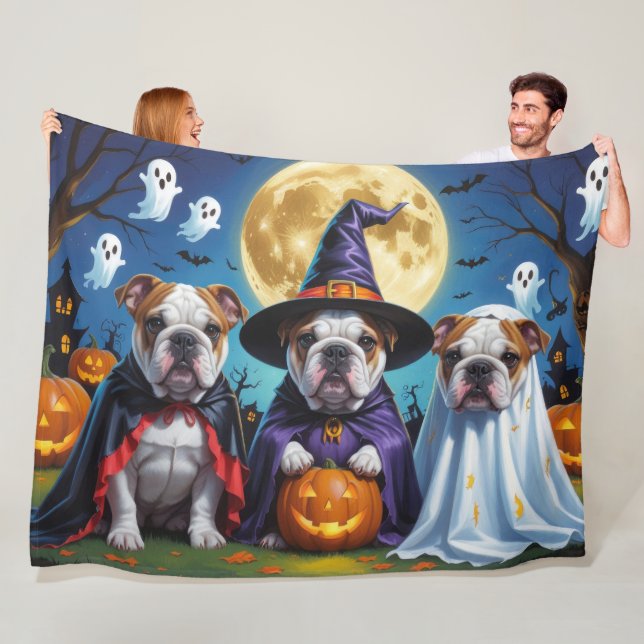 Couverture Polaire Bulldogs Citrouille Halloween drôle (En situation)