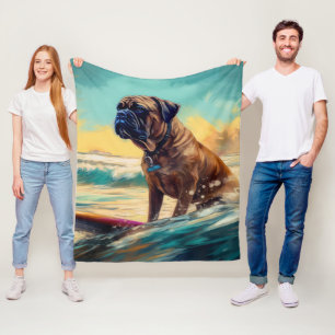 Couverture Polaire Bullmastiff Beach Surfing Peinture