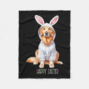 Couverture Polaire Bunny de chien de Pâques Printemps Golden Retrieve