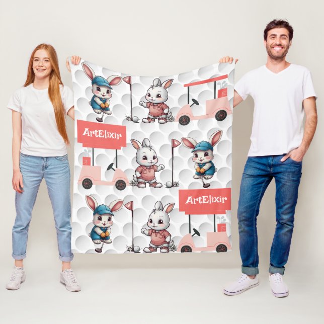 Couverture Polaire Bunny Jouer Golf Print (En situation)