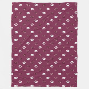 Couverture Polaire Burgundy rose Parties scintillant rouge blanc Bais