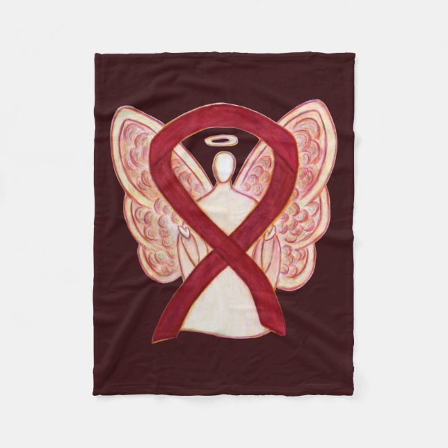 Couverture Polaire Burgundy Sensibilisation Ruban Angel Soft Blanches (Devant)