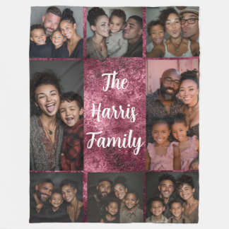 Couverture Polaire Burgundy White Family Photo Collage polaire Blanch