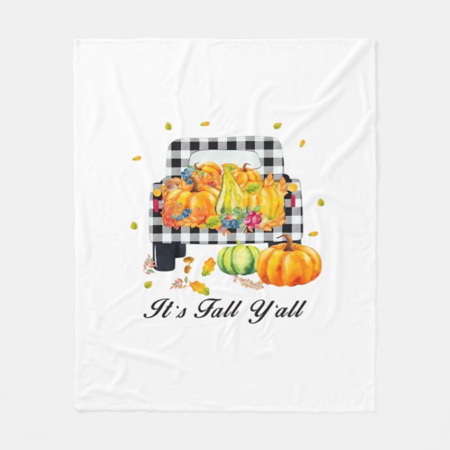 Couverture Polaire C’est automne Y’all Automne Citrouille Plaid (Devant)